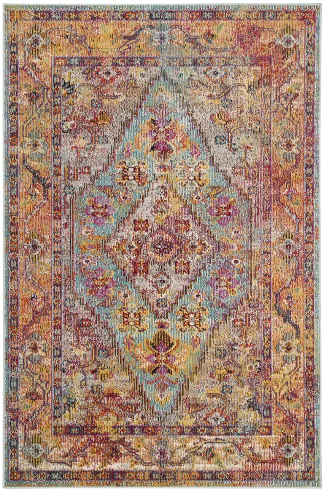 Arlo Home Woven Area Rug, CRS507A, Light Blue/Orange,  4' X 6'