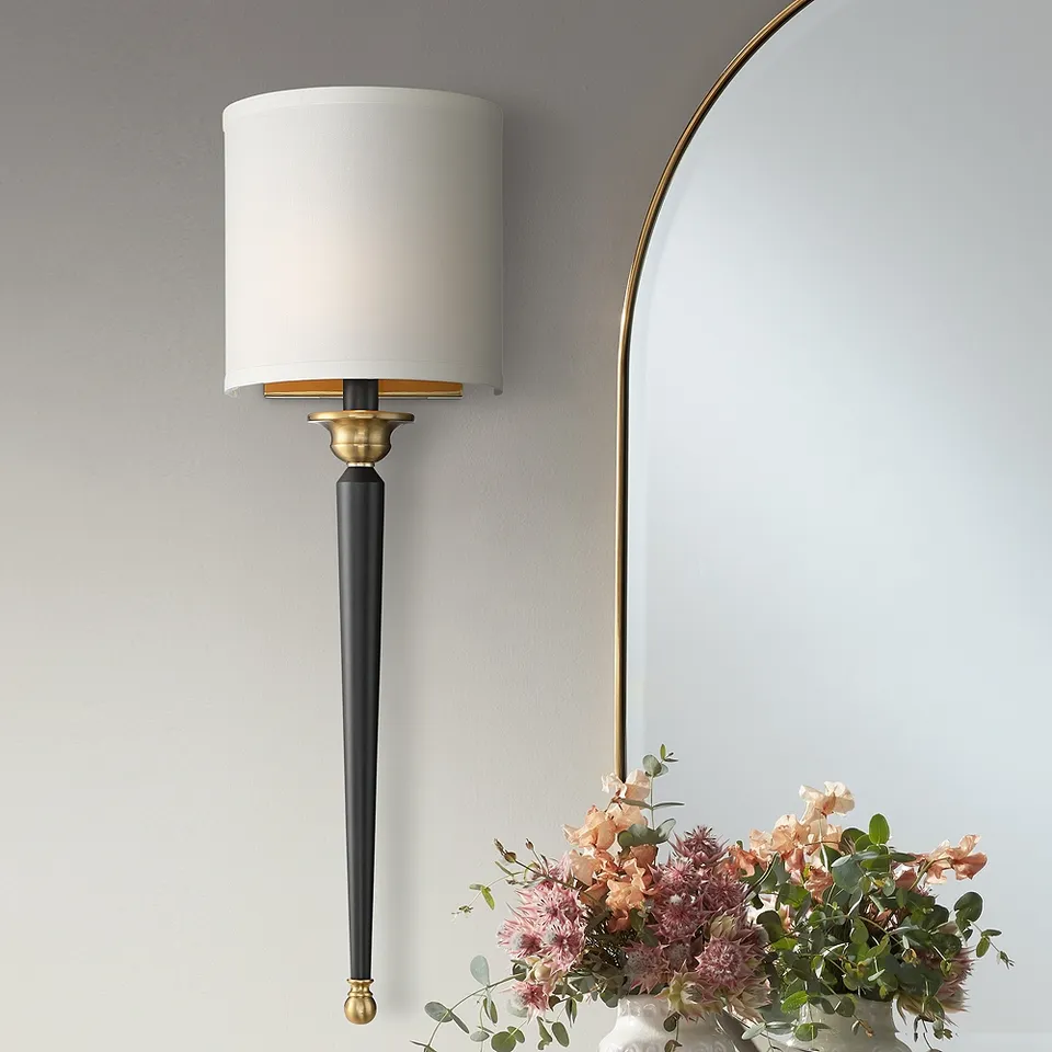 Possini Euro Arletta 26" High Classic Black and Brass Wall Sconce
