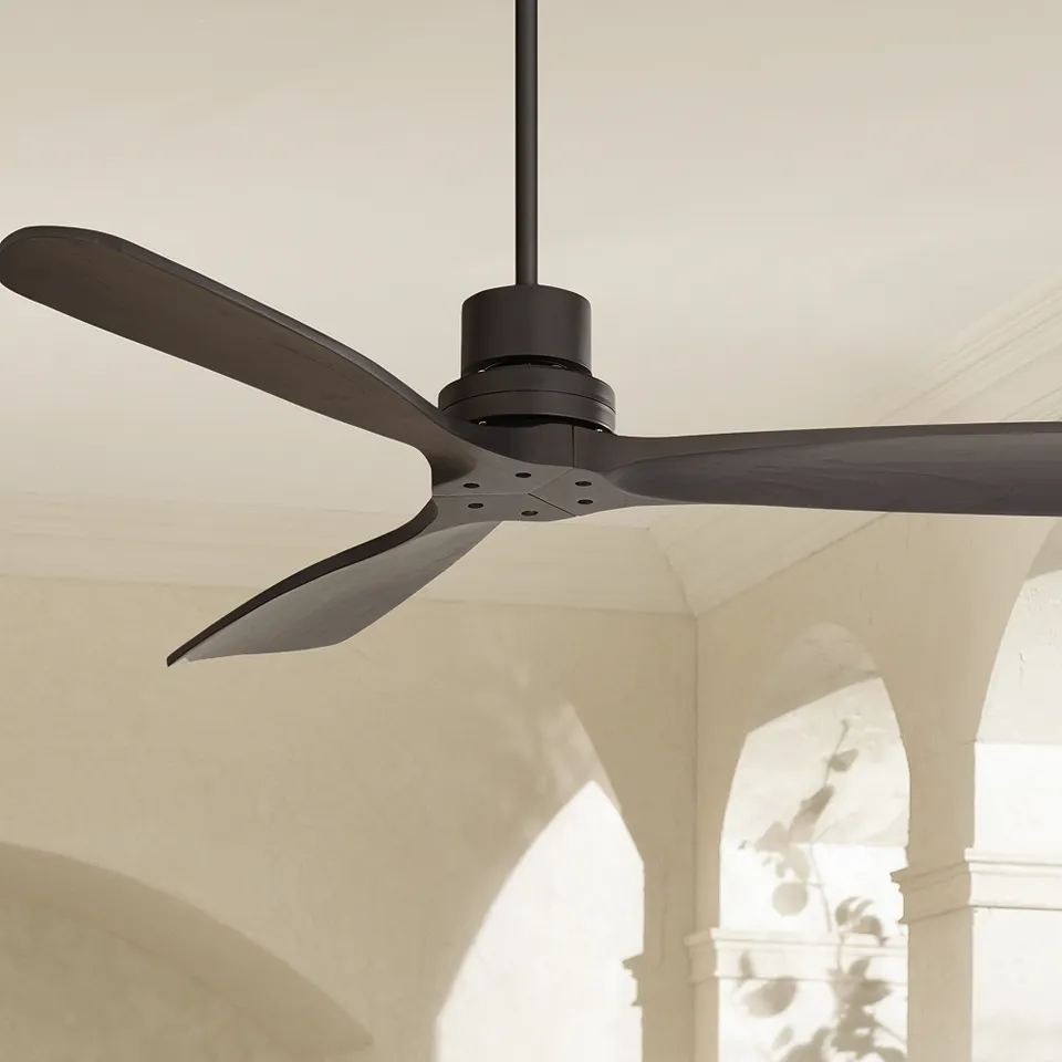 52" Casa Delta DC Matte Black Outdoor Ceiling Fan with Remote