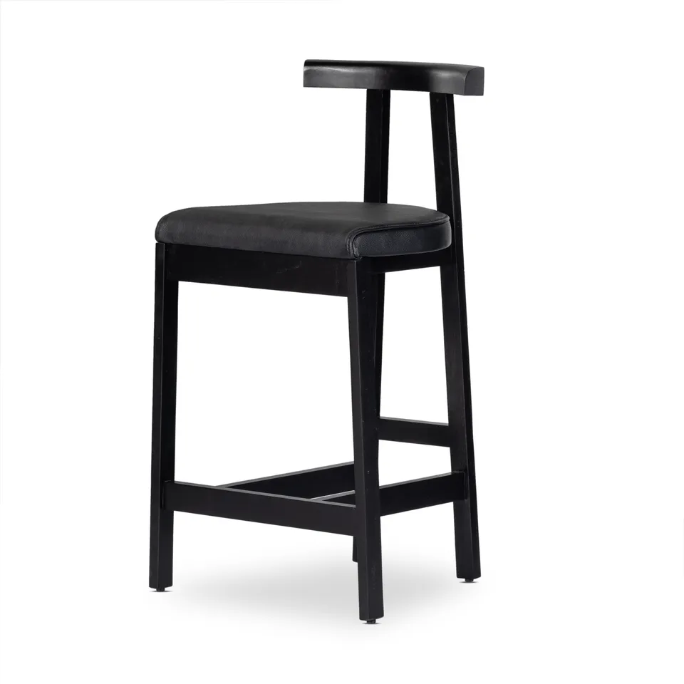 Tex Bar + Counter Stool - Black Leather