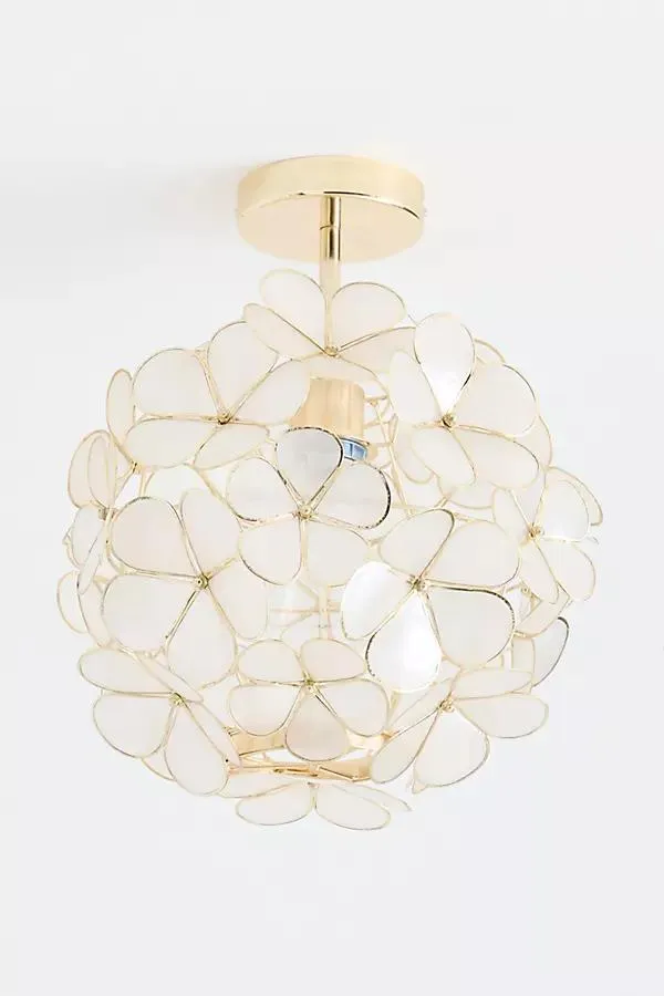 Plumeria Flower Capiz Flush Mount
