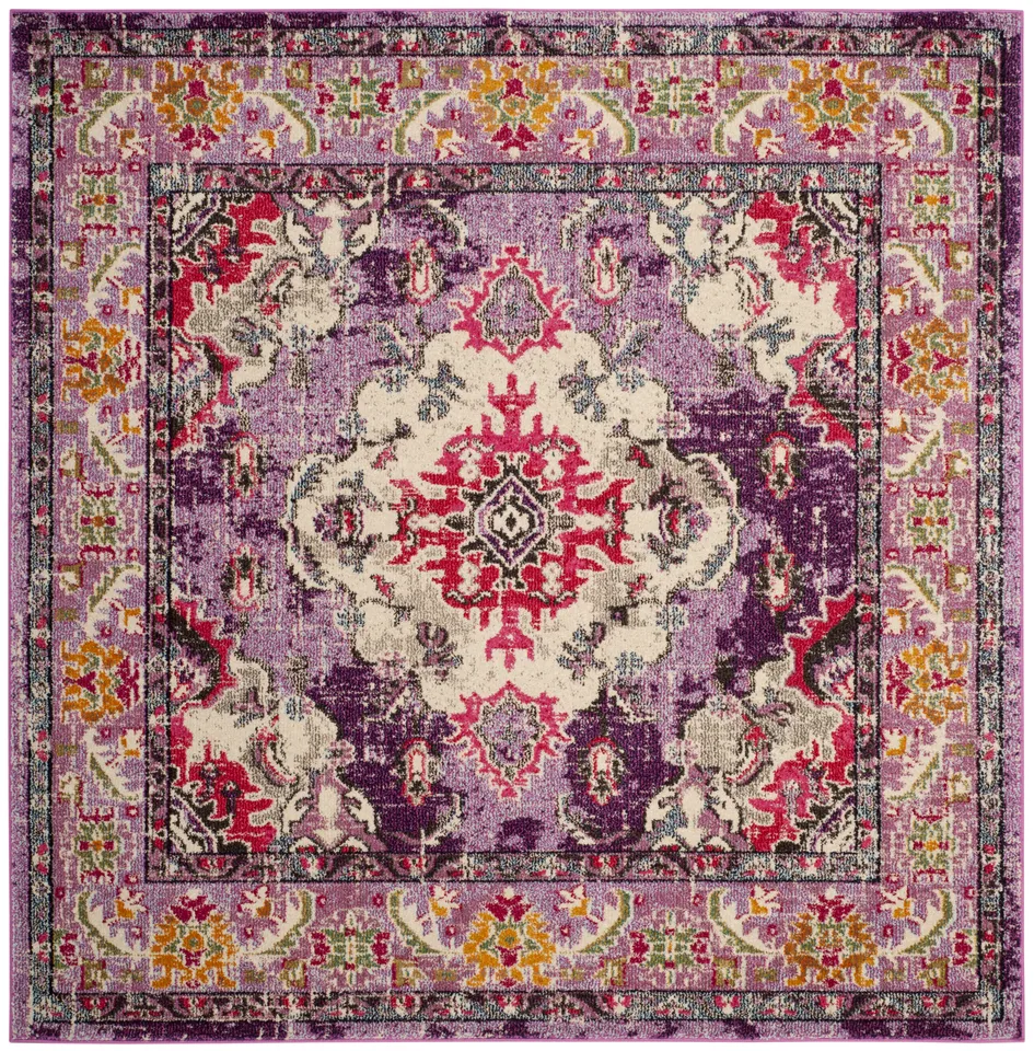 Arlo Home Woven Area Rug, MNC243P, Violet/Fuchsia,  5' X 5' Square