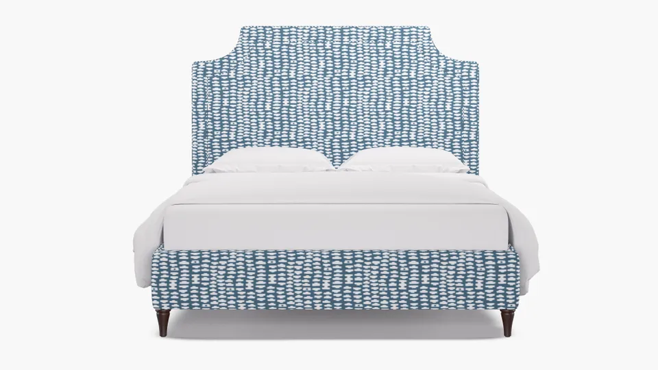 Deco Bed, Dusty Blue Odalisque, Espresso Decorative Tapered Leg, Full