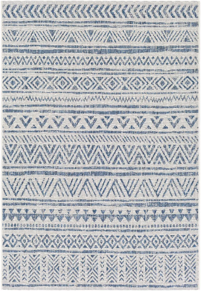 Eagean Blue Outdoor 10' x 13'11" Machine Woven Rug
