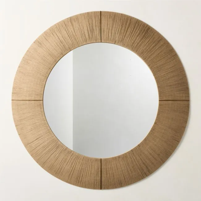 Delphine Natural Jute Round Wall Mirror 60"
