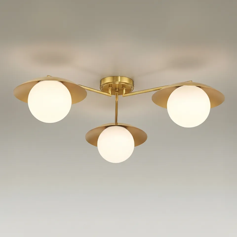 Possini Euro Casoria 32" Wide Brass Gold Opal 3-Light Ceiling Light