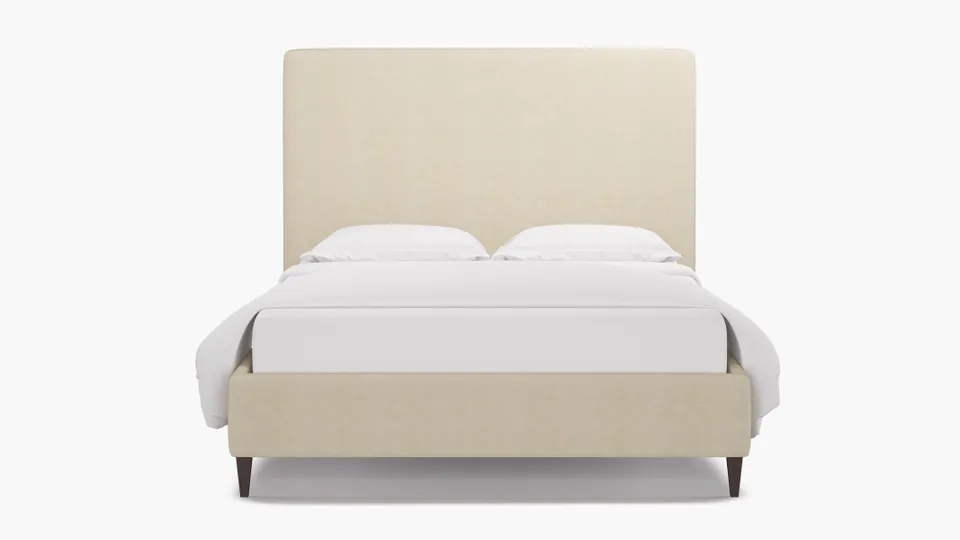 Classic Bed, Talc Everyday Linen, Espresso Square Tapered Leg, Twin