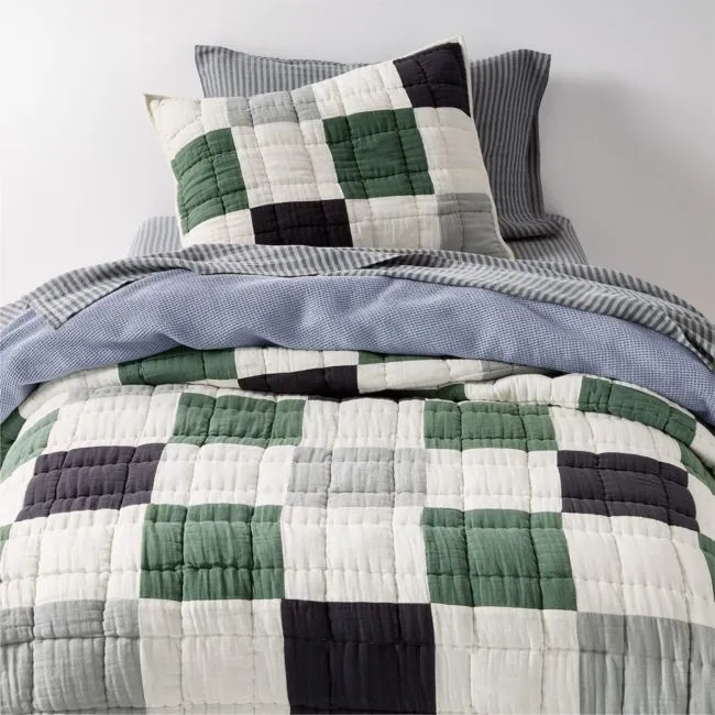 Supersoft Cool Toned Upcycled Gauze Kids Twin Quilt