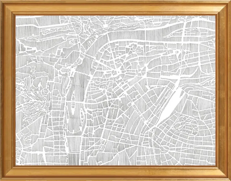 Prague Ink Map by Karen O'Leary for Artfully Walls