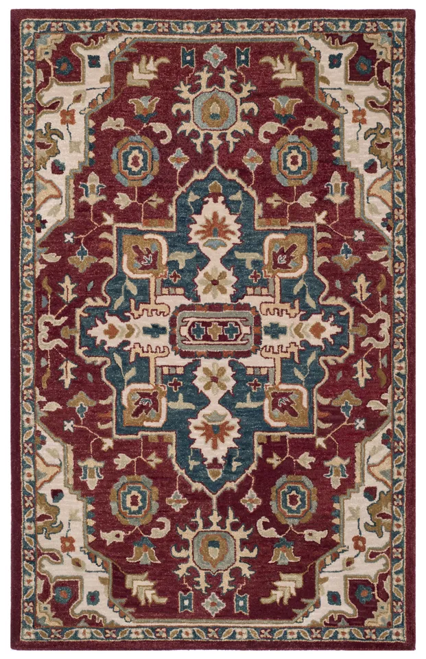 Arlo Home Hand Tufted Area Rug, APN507A, Red/Blue,  5' X 8'