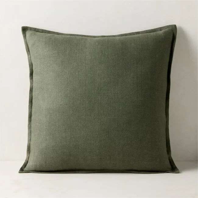 Callas Smoked Green Linen Throw Pillow Cover 20"x20"