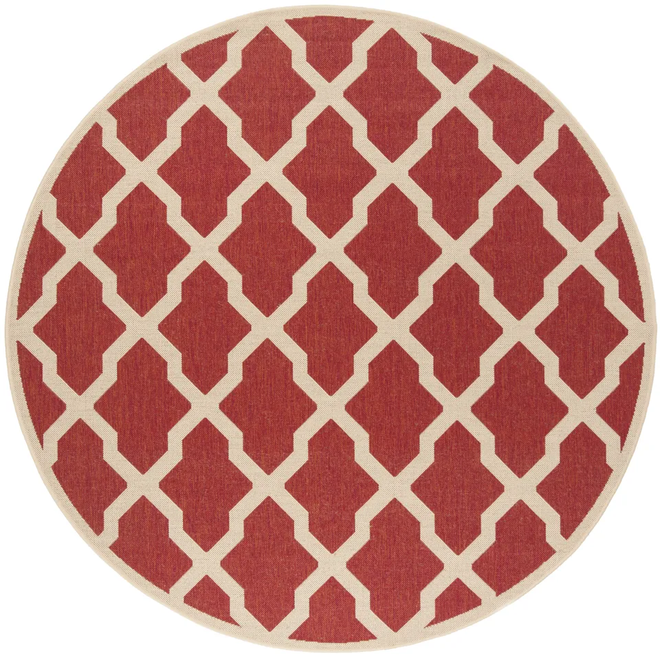 Arlo Home Indoor/Outdoor Woven Area Rug, LND122Q, Red/Cream,  6' 7" X 6' 7" Round
