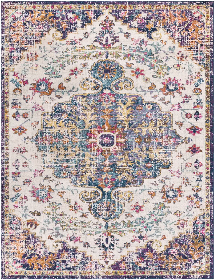 Harput Blue Indoor 7'10" x 10'2" Machine Woven Rug