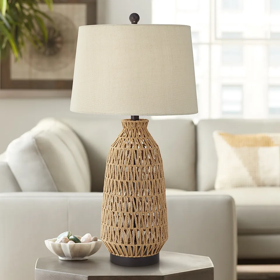 Possini Euro San Carlos 29" Modern Coastal Rattan Wicker Table Lamp