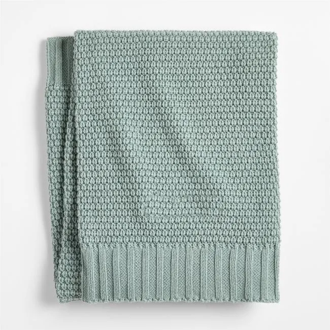 Bubble Knit Verte Green 100% Organic Cotton Baby Stroller Blanket