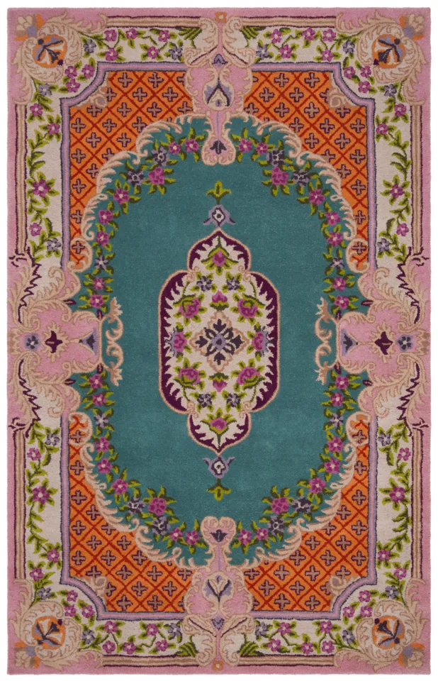 Arlo Home Hand Tufted Area Rug, BLG535M, Blue/Pink,  5' X 8'