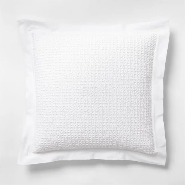 Organic Cotton Waffle Crisp White Euro Bed Pillow Sham