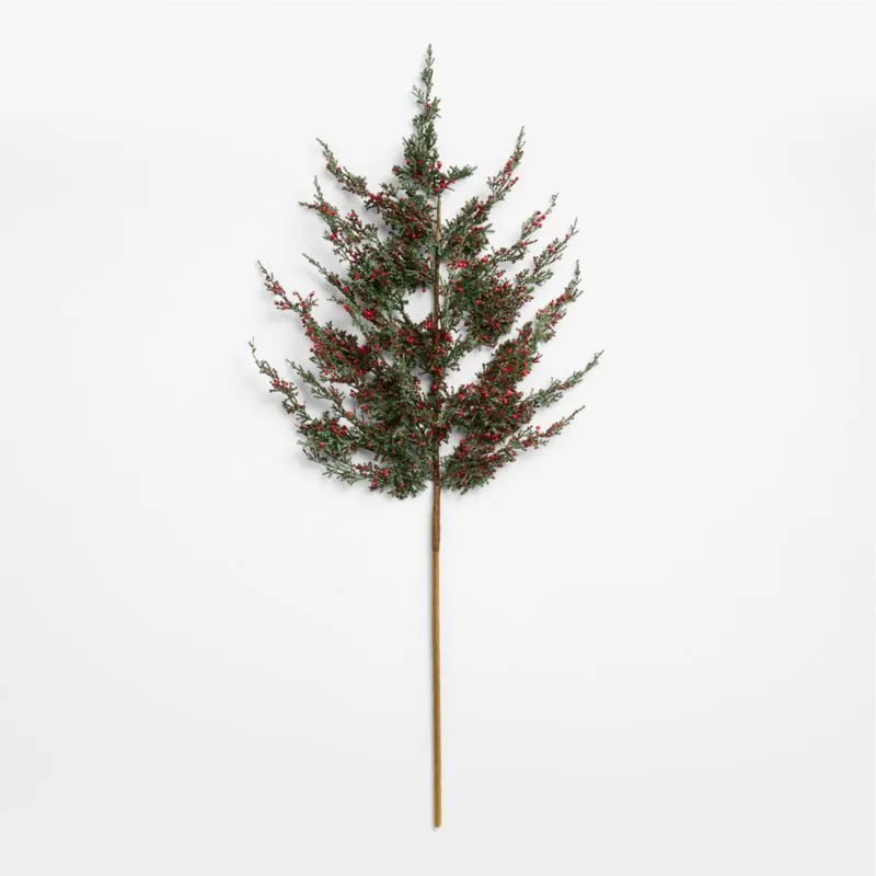 Faux Cypress and Red Berry Holiday Stem 40"