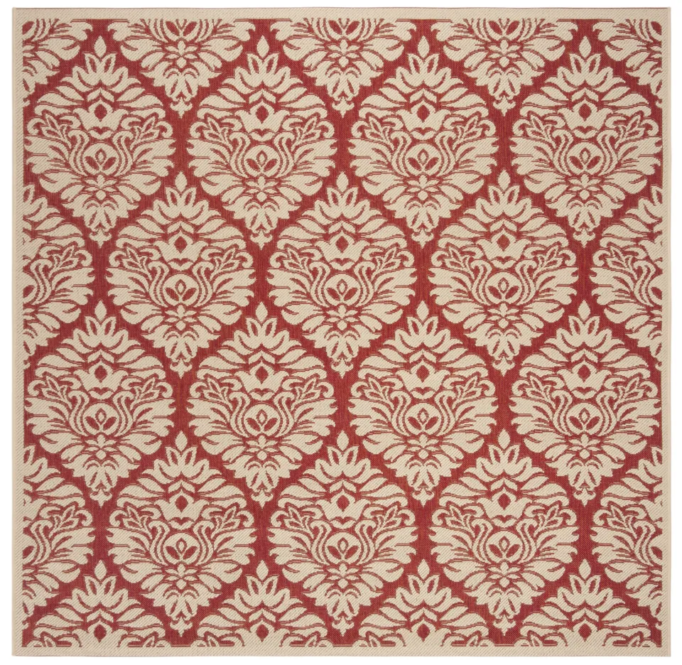 Arlo Home Indoor/Outdoor Woven Area Rug, LND135Q, Red/Cream,  6' 7" X 6' 7" Square