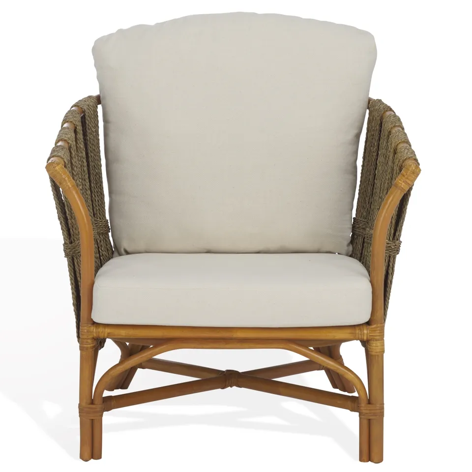 Donatello Rattan Pole Accent Chair - Natural / White