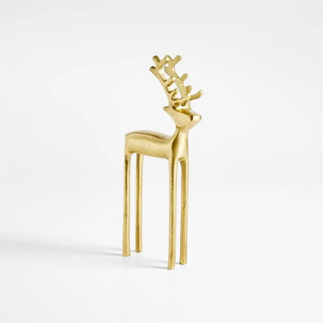 Brass Finish Holiday Reindeer Decoration 10"
