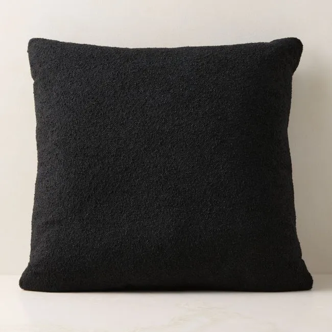Silves Black Performance Boucle Outdoor Throw Pillow 23"x23"