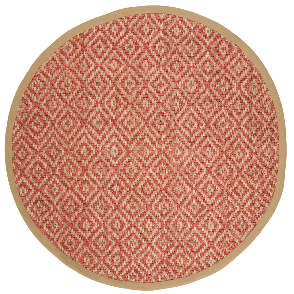 Arlo Home Hand Woven Area Rug, NF266G, Fuchsia/Natural,  6' X 6' Round
