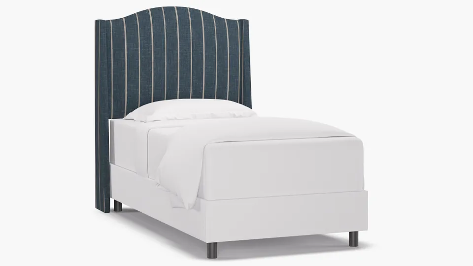 Classic Wingback Headboard, Indigo Fritz, Twin
