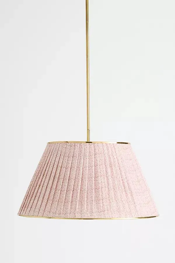 Lee Brass 24" Ruched Printed Semi-Flush Mount Pendant Light