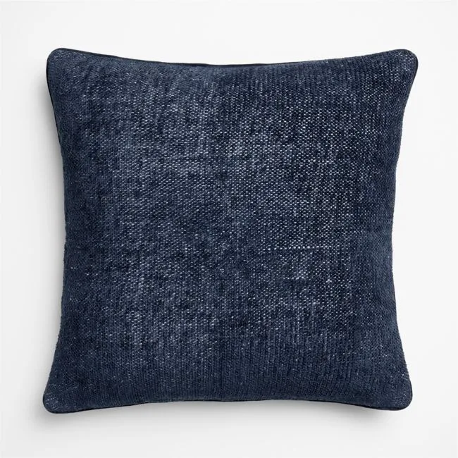 Textured Chenille 23"x23" Deep Indigo Throw Pillow with Down-Alternative Insert