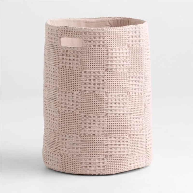 Nella Lilac Rose Organic Cotton Waffle Weave Hamper with Handles