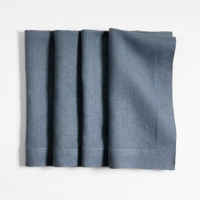 Marin Slate Blue European Linen Napkins, Set of 4