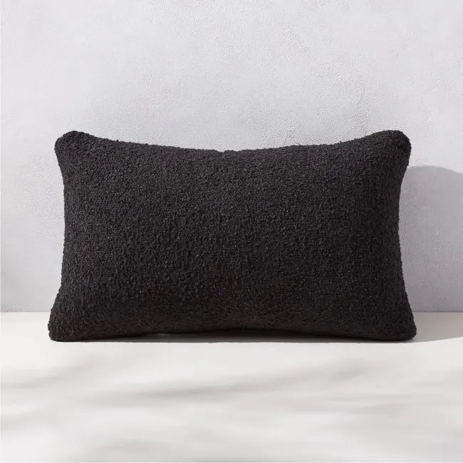 Silves Black Performance Boucle Outdoor Lumbar Pillow 20''x12''