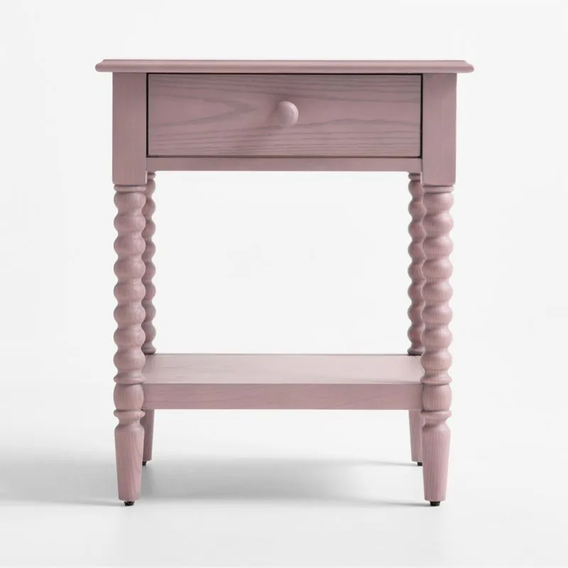 Set of 2 Jenny Lind 21" Dyed Lilac Rose Wood Kids Nightstand with Drawer