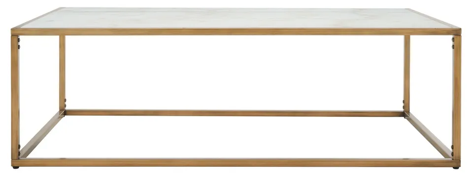 Brynna Rectangle Marble Coffee Table - White/Bronze