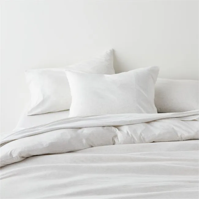 Cozysoft Organic Cotton Jersey Heathered Ivory Full/Queen Duvet Cover