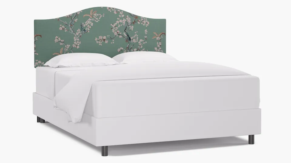 Camelback Headboard, Mint Cherry Blossom, Queen