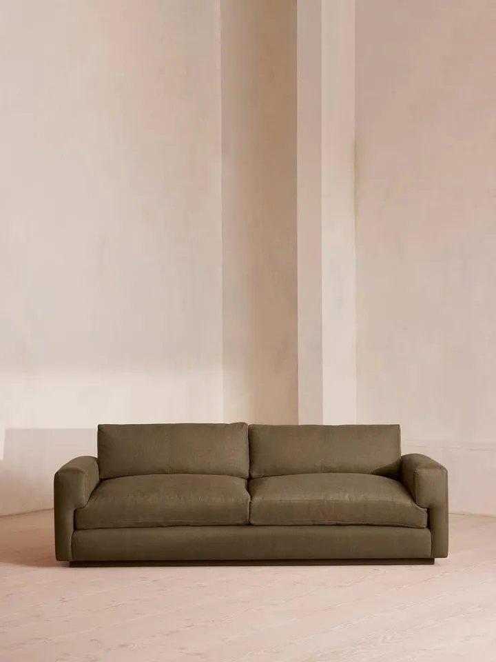 Mossley Three Seater Sofa, Linen, Olive, US
