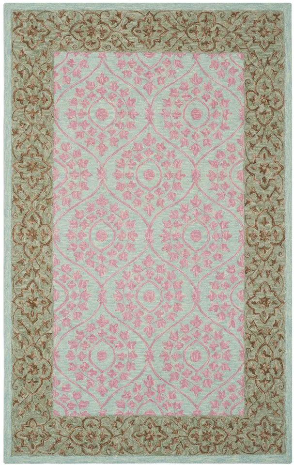 Arlo Home Hand Hooked Area Rug, SZN103A, Taupe/Pink,  5' X 8'