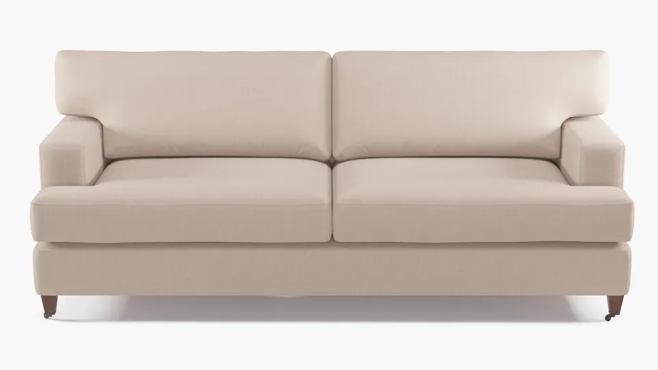 Classic Sofa, Husk Everyday Linen, Walnut with Antique Brass Caster