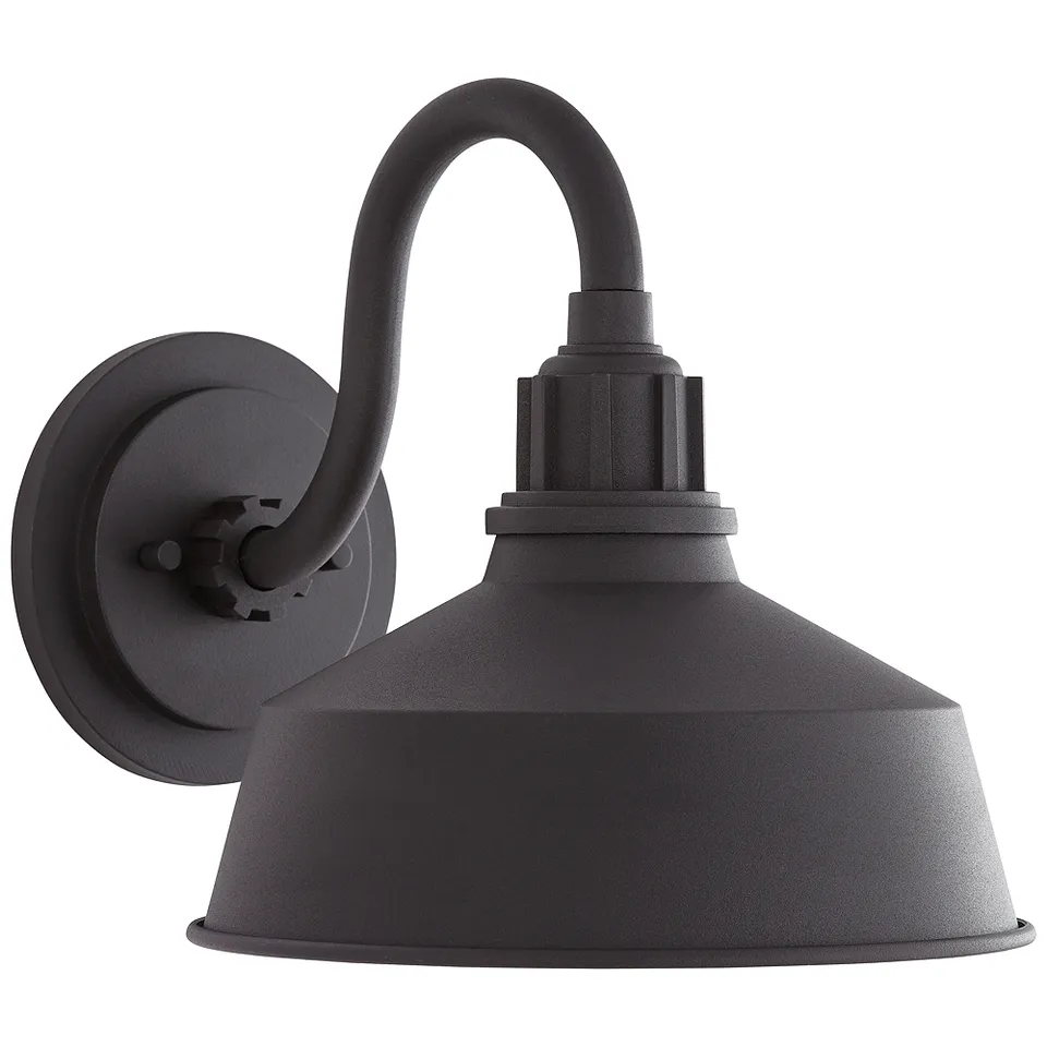 FIW Arnett 10" Wide Textured Black Outdoor Barn Wall Light