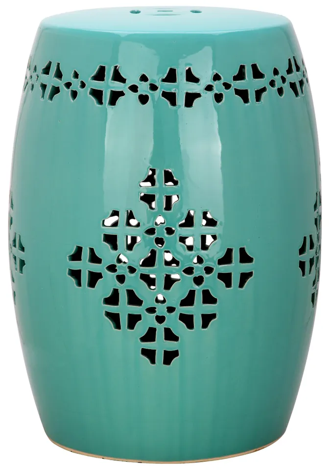 Quatrefoil Garden Stool - Light Blue