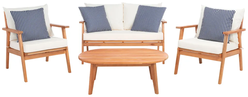 Deacon 4 Piece Living Set - Natural/Beige/ Navy Striped