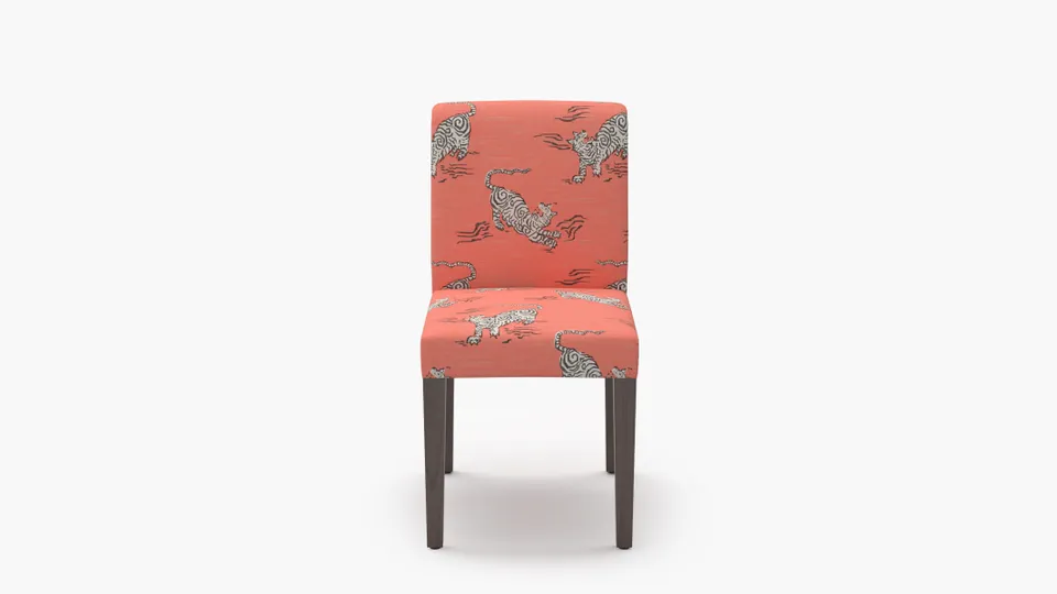 Signature Dining Chair, Coral Tigresse, Espresso Square Tapered Leg