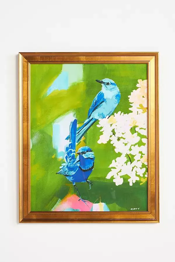 Myra and Bonnie Blue Birds Painting Wall Art