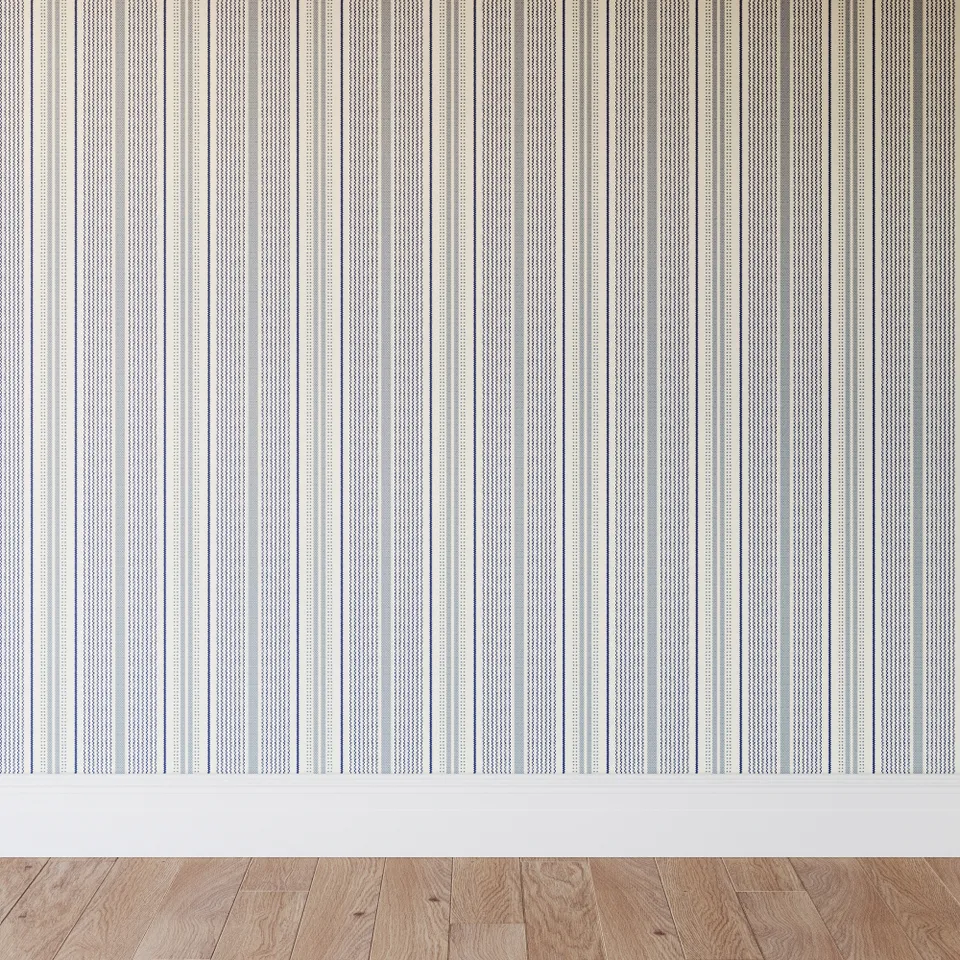Peel and Stick Wallpaper Roll, Blue Newbury Stripe