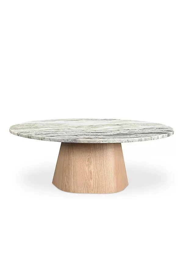 Evelyn Marble-Top Oak Coffee Table
