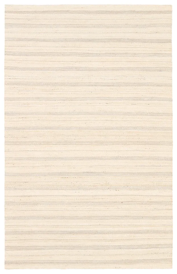 Ascent FED01 Handmade Striped Ivory and Light Gray Area Rug (2'x3')