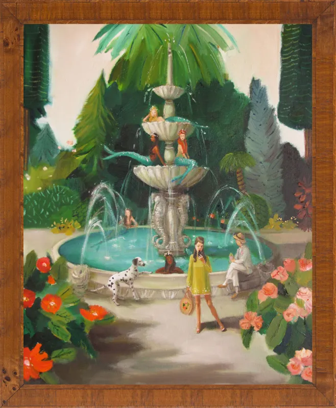 Selfie At The Mermaid Public Fountain by Janet Hill for Artfully Walls
