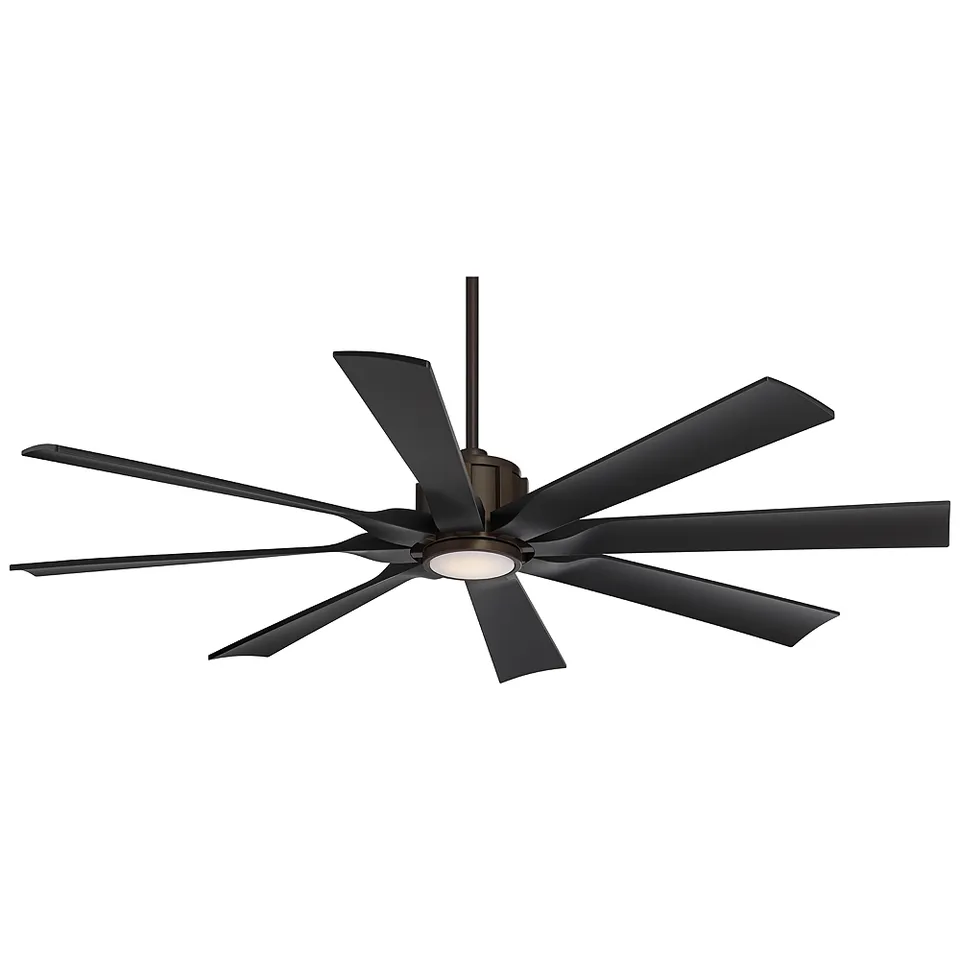 60" Possini Euro Defender Bronze Black LED Ceiling Fan with Remote